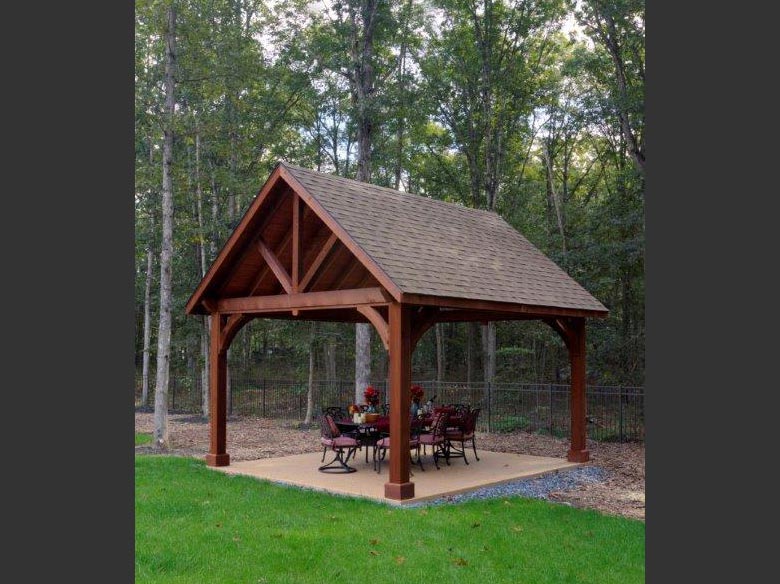 14 by 16 foot alpine wooden pavilion