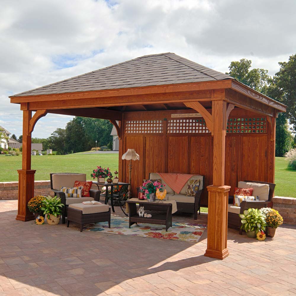 Traditional Wooden Pavilion with Privacy Wall
