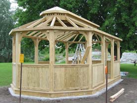 wooden gazebo roof installation