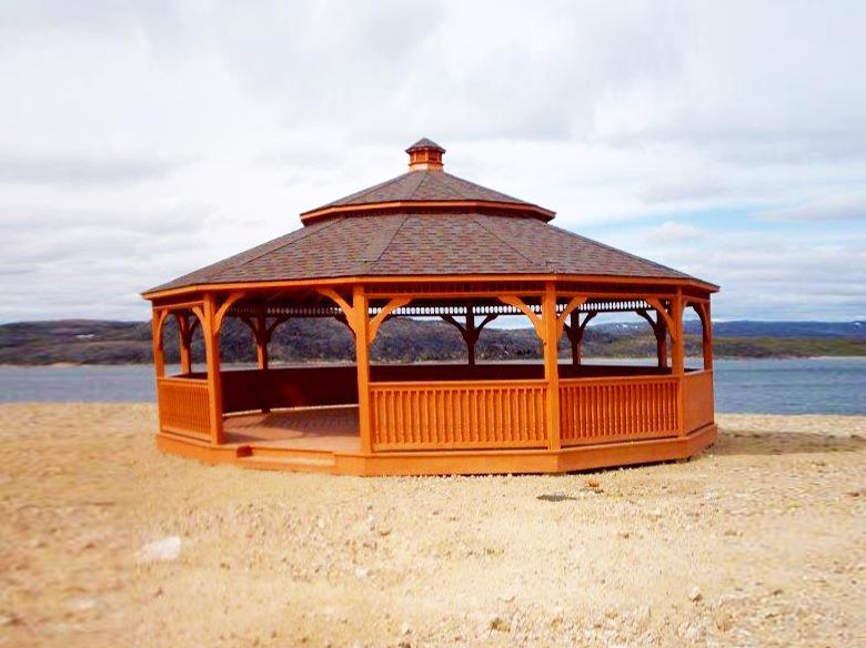 34 foot wooden dodecagon gazebo on the beach
