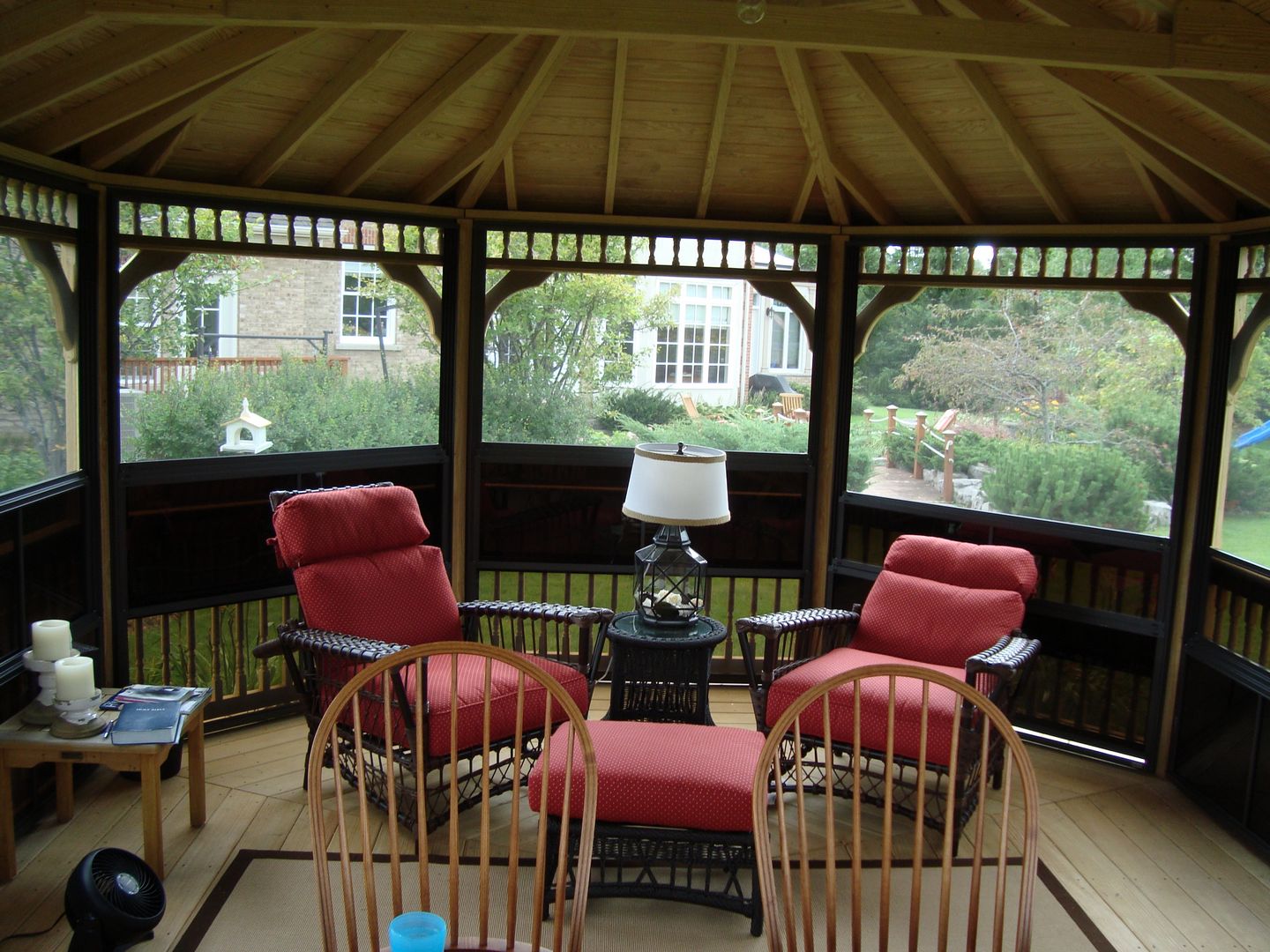 wooden 14 by 20 foot oval gazebo interior