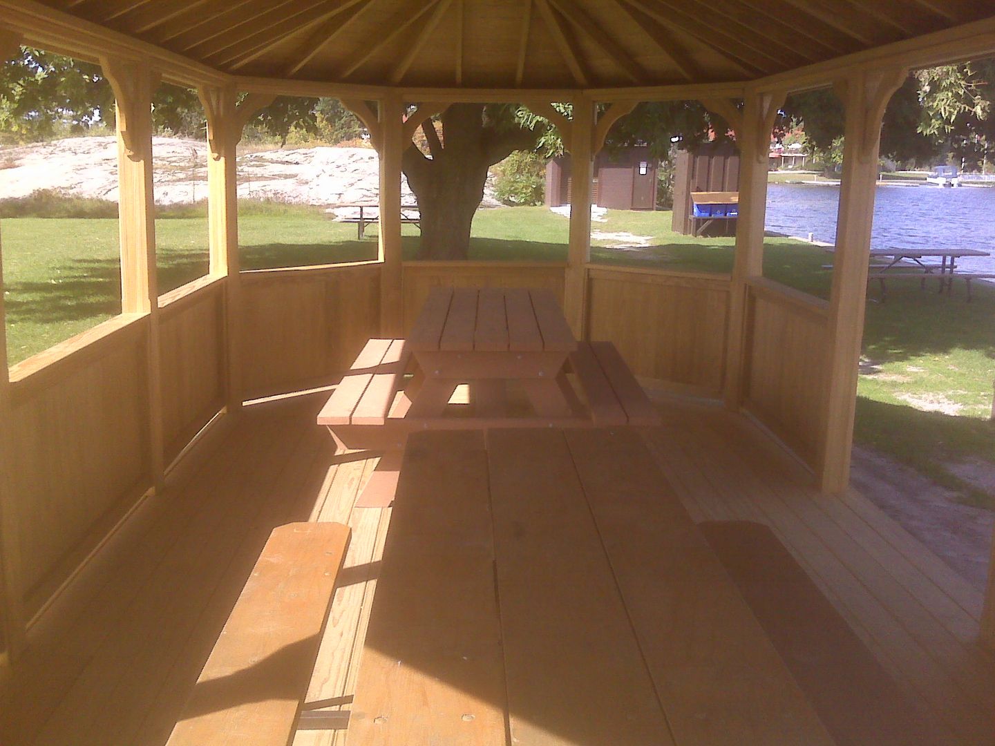 wooden 12 by 24 foot oval gazebo interior