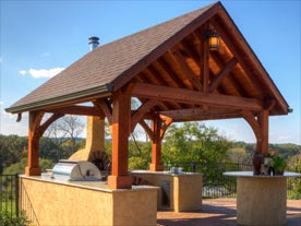  12 by 14 foot alpine wooden pavilion