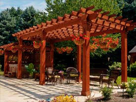 10 by 20 foot artisan pergola with 10 by 10 foot extension