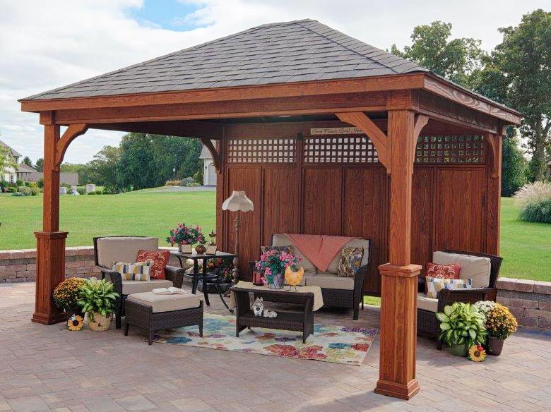 12 by 14 foot traditional wooden pavilion